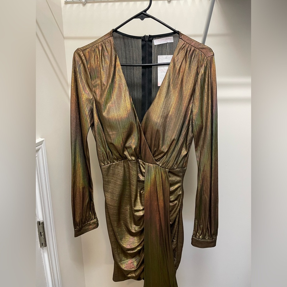 Sexy V Neck Ruched Bodycon Dress